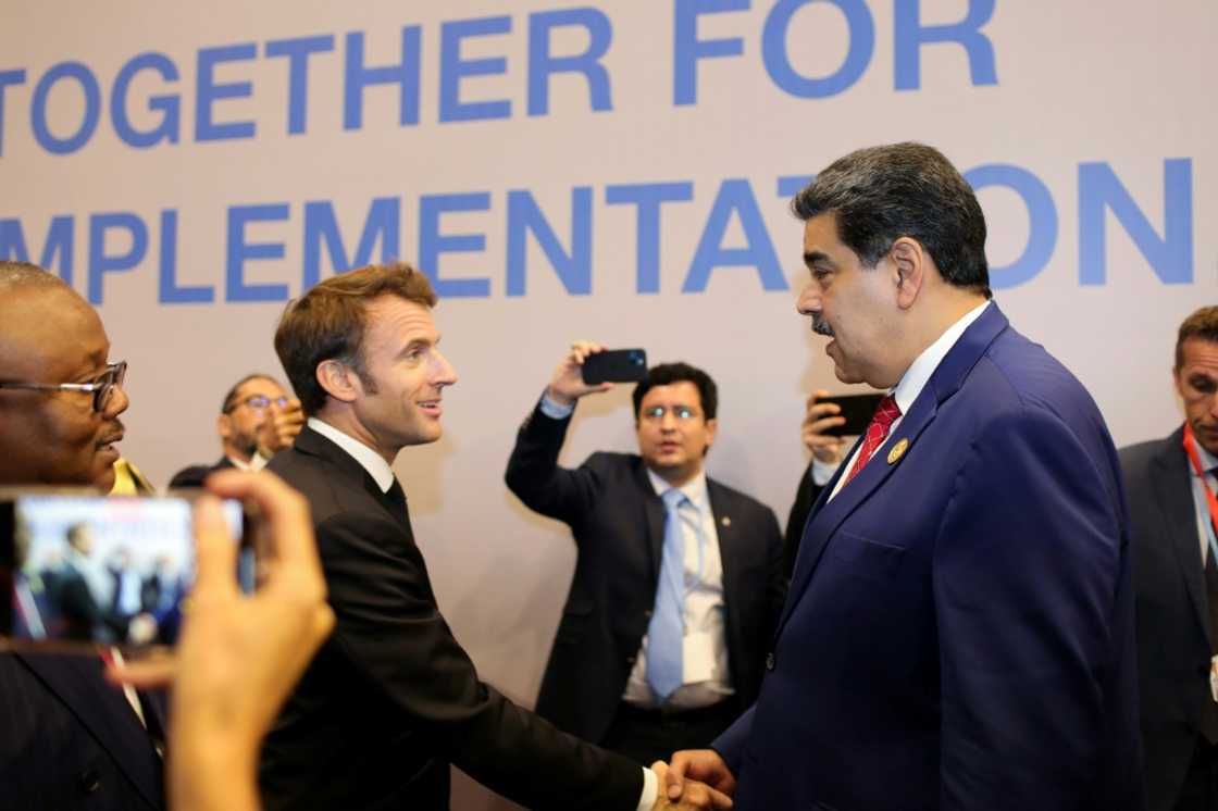 The handshake and chat on the sidelines of the summit in Sharm el-Sheikh were a stark contrast to previous comments by Macron The handshake and chat on the sidelines of the summit in Sharm el-Sheikh were a stark contrast to previous comments by Macron
