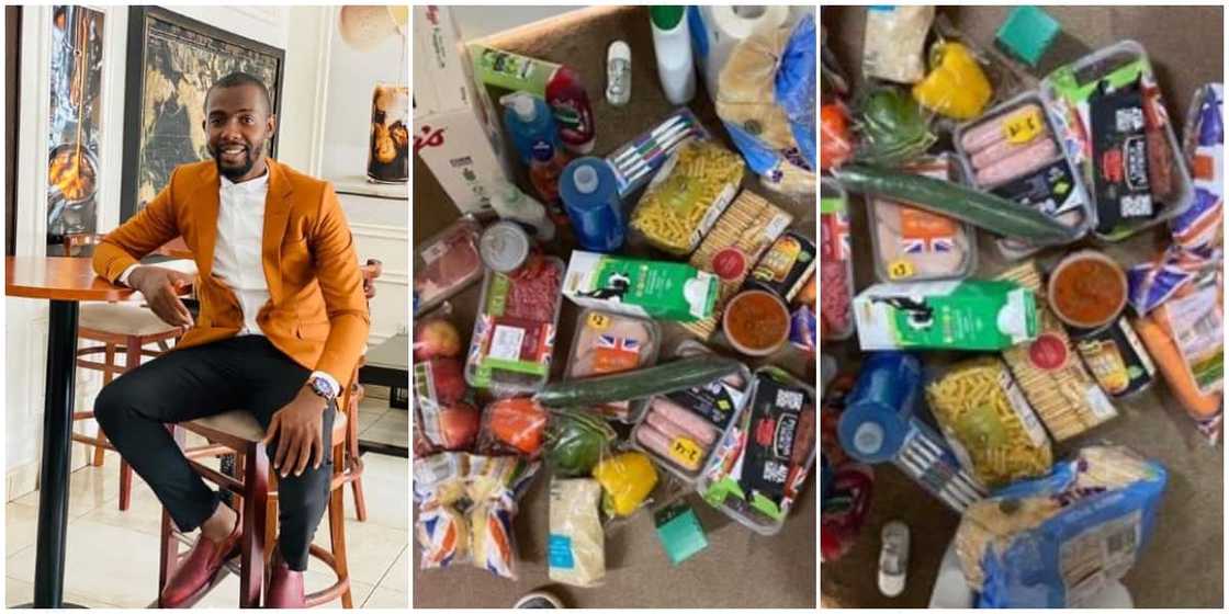 Social media reacts as Nigerian man schooling in UK shows off foodstuff his institution offered him because of Covid-19 Social media reacts as Nigerian man schooling in UK shows off foodstuff his institution offered him because of Covid-19