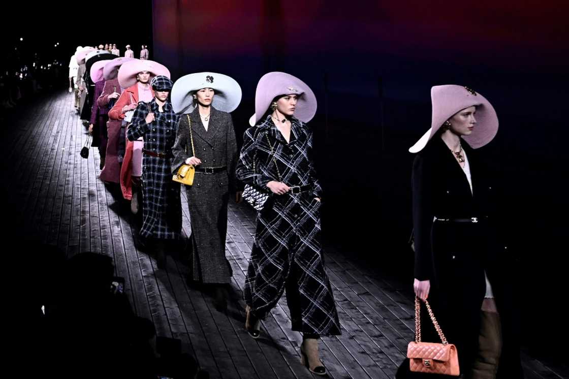 The hats were a nod to Chanel's beginnings on the Deauville seafront The hats were a nod to Chanel's beginnings on the Deauville seafront