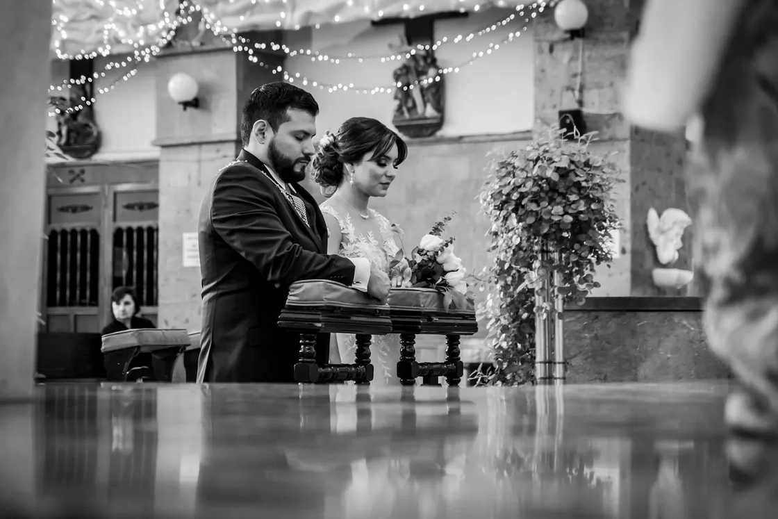 A couple at the altar