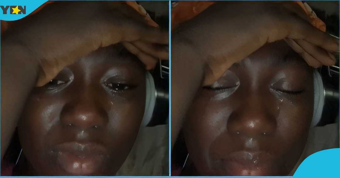 Photo of a young Ghanaian lady shedding tears