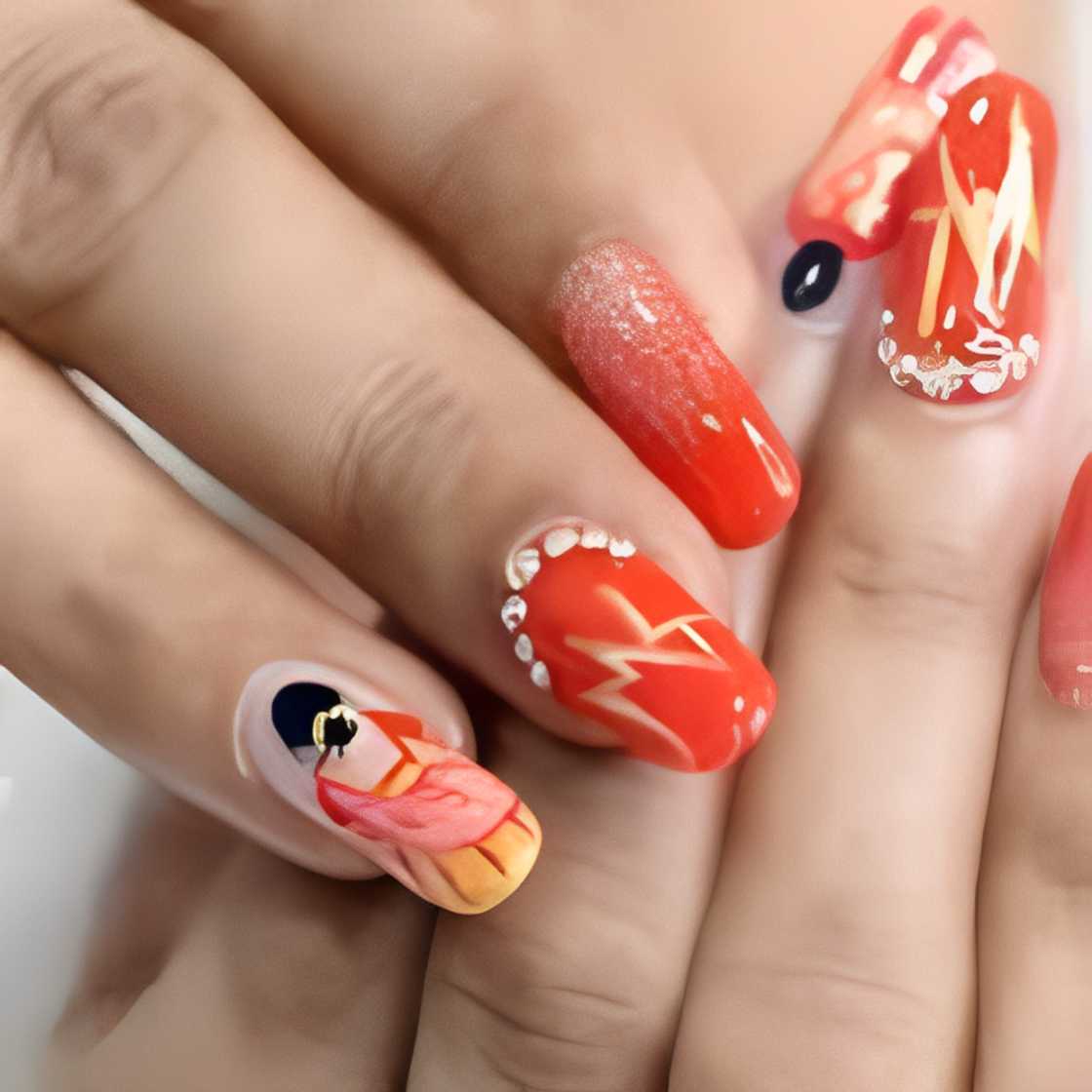 Japanese orange nails Japanese orange nails