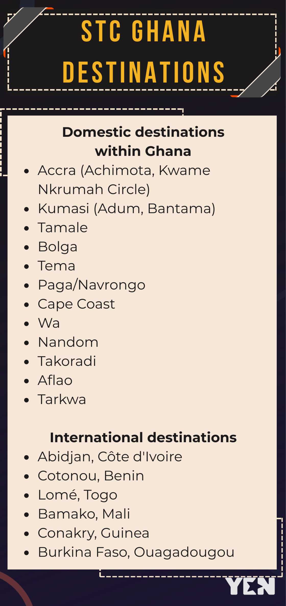 STC Ghana destinations STC Ghana destinations