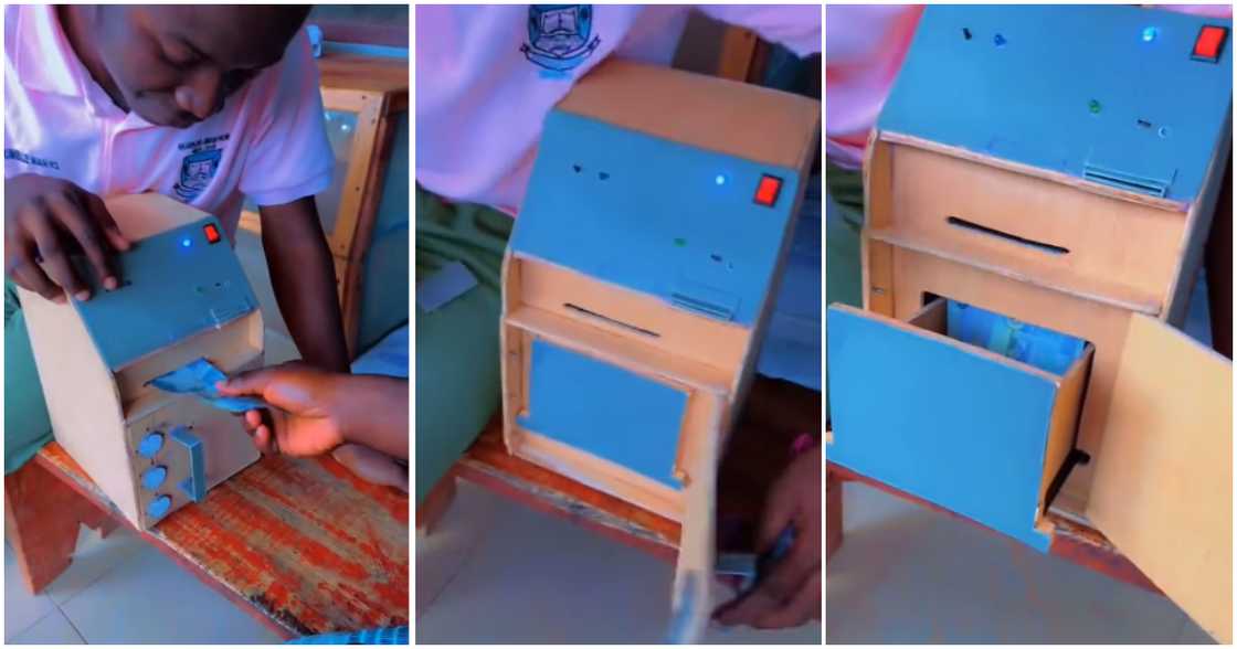 Talented boy builds ATM that dispenses cash.