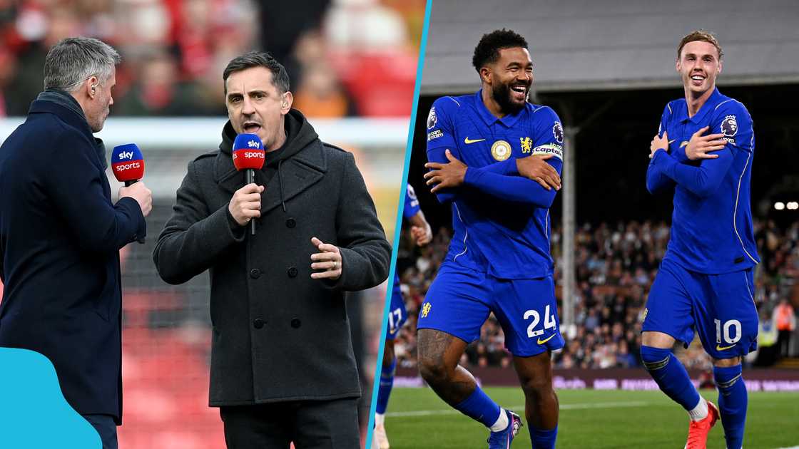Jamie Carragher, Gary Neville, Chelsea, Premier League, Chelsea weaknesses, Robert Sanchez error, Carragher Neville analysis, Emiliano Martinez transfer, Chelsea title hopes, goalkeeper issues Chelsea, Xabi Alonso.