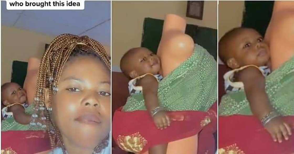 Mum ties baby to mannequin, funny video