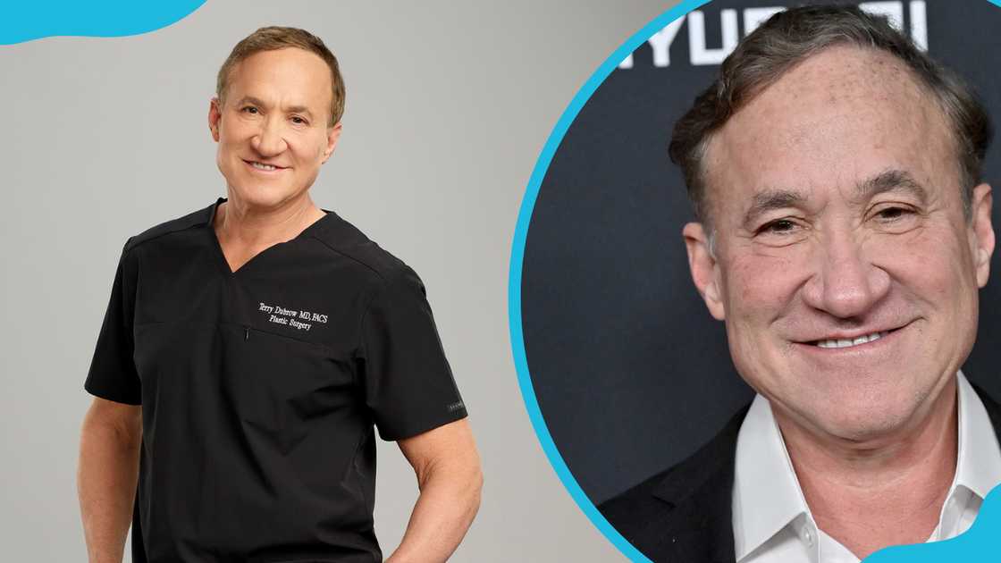 Terry Dubrow poses for a photo during the premiere of season 8 of Botched (L). He attends the 35th Annual GLAAD Media Awards (R) Terry Dubrow poses for a photo during the premiere of season 8 of Botched (L). He attends the 35th Annual GLAAD Media Awards (R)