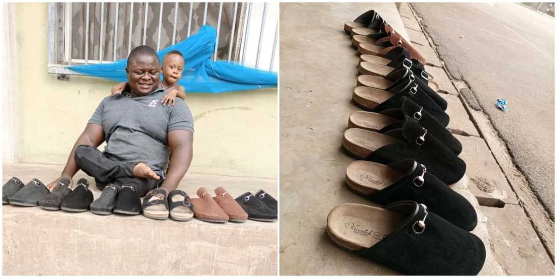 Crippled Nigerian Man Stuns the Internet with His Creative Skill, Makes Beautiful Shoes to Earn a Living Crippled Nigerian Man Stuns the Internet with His Creative Skill, Makes Beautiful Shoes to Earn a Living