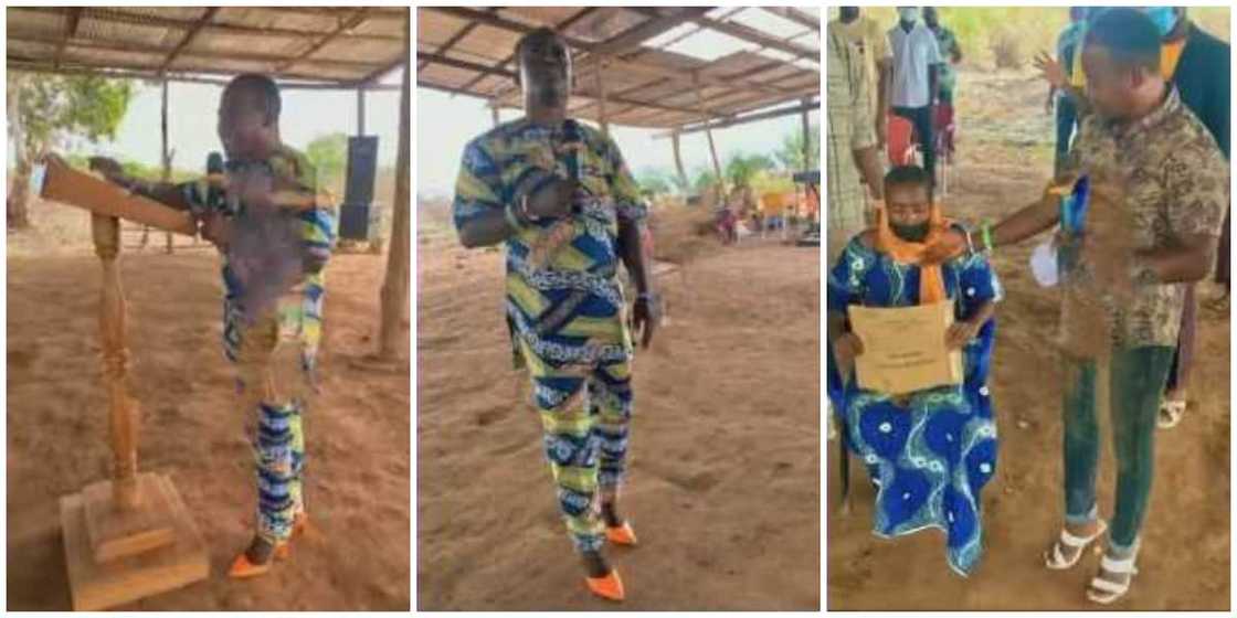 Nigerians react to photos of male pastor who wears high heels during church services Nigerians react to photos of male pastor who wears high heels during church services