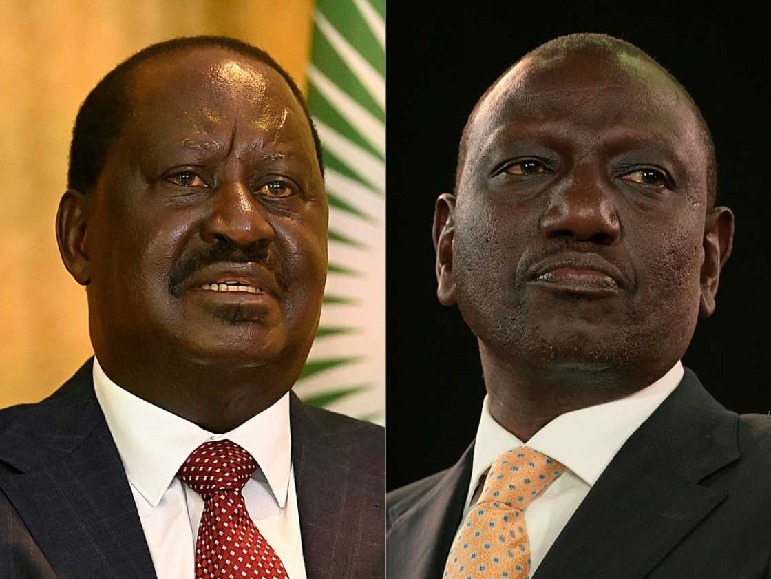 Ruto (R) and Odinga (L) are locked in a tight race for Kenya's presidency Ruto (R) and Odinga (L) are locked in a tight race for Kenya's presidency