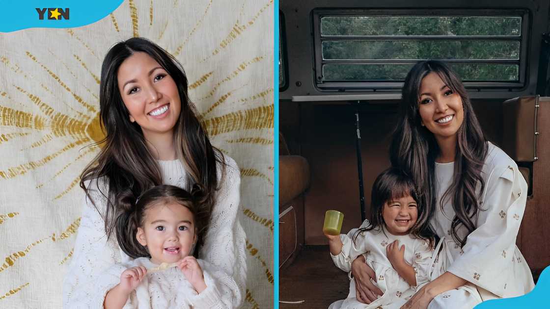 Rebecca Robertson poses with her daughter Holland (L). Rebecca sits with her child (R) Rebecca Robertson poses with her daughter Holland (L). Rebecca sits with her child (R)