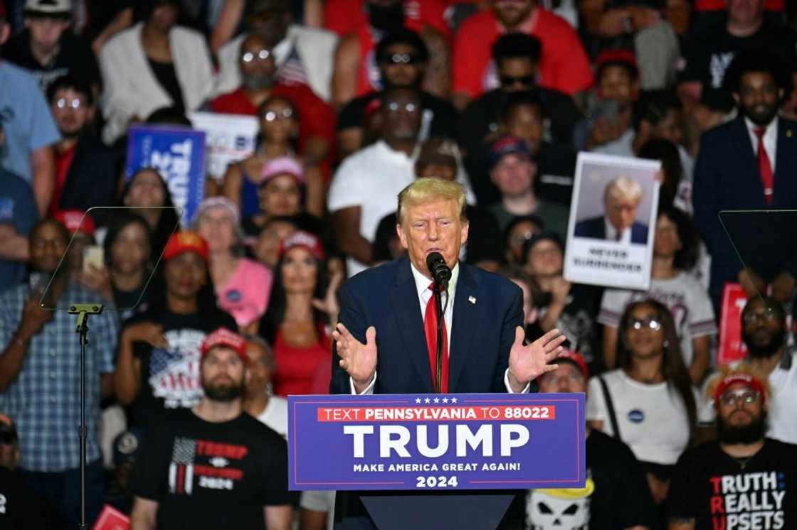 Former US President and Republican presidential candidate Donald Trump speaks at a rally in Philadelphia on June 22, 2024 Former US President and Republican presidential candidate Donald Trump speaks at a rally in Philadelphia on June 22, 2024
