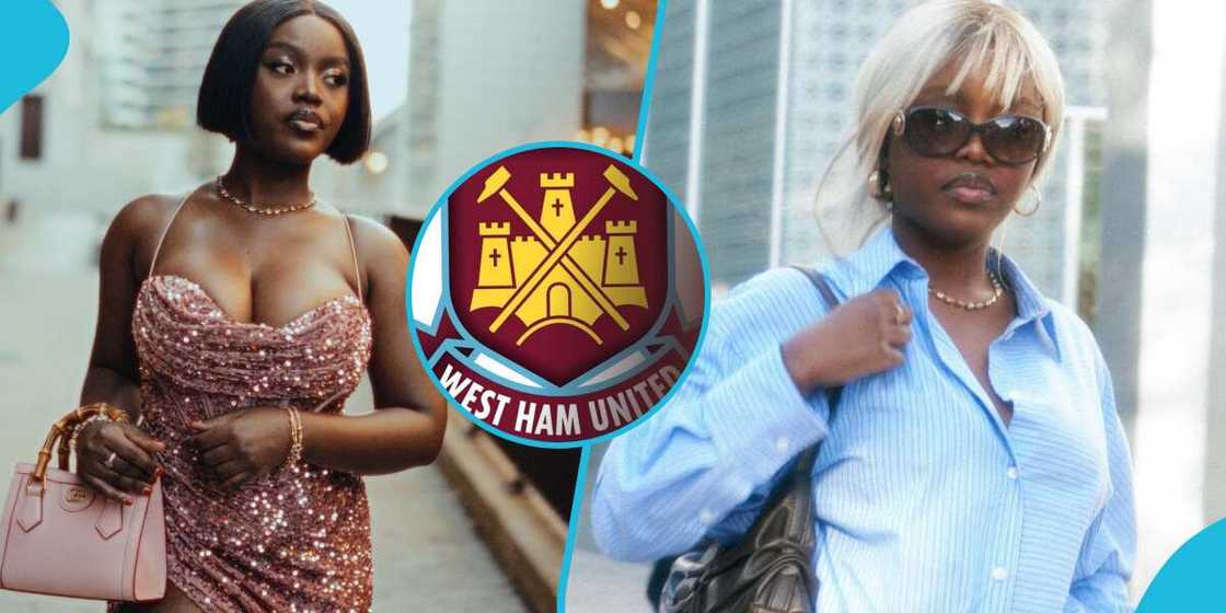 Ghanaian musician Gyakie and West Ham United's logo