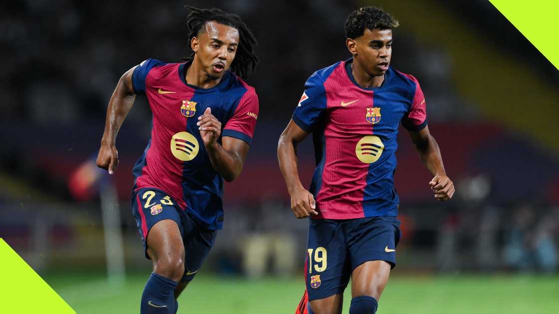 Jules Kounde tries to overlap as Lamine Yamal progresses the ball during Barcelona's La Liga game against Getafe. Jules Kounde tries to overlap as Lamine Yamal progresses the ball during Barcelona's La Liga game against Getafe.