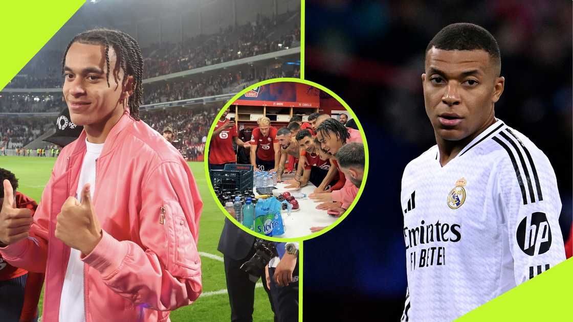Ethan Mbappe leads celebrations after Lille beat his brother Kylian's Real Madrid in the Champions League. Ethan Mbappe leads celebrations after Lille beat his brother Kylian's Real Madrid in the Champions League.