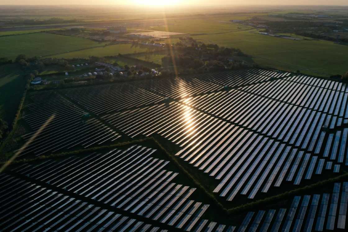 The photovoltaic panels of Manston Solar Farm in southeast England, seen on November 4, 2022 The photovoltaic panels of Manston Solar Farm in southeast England, seen on November 4, 2022