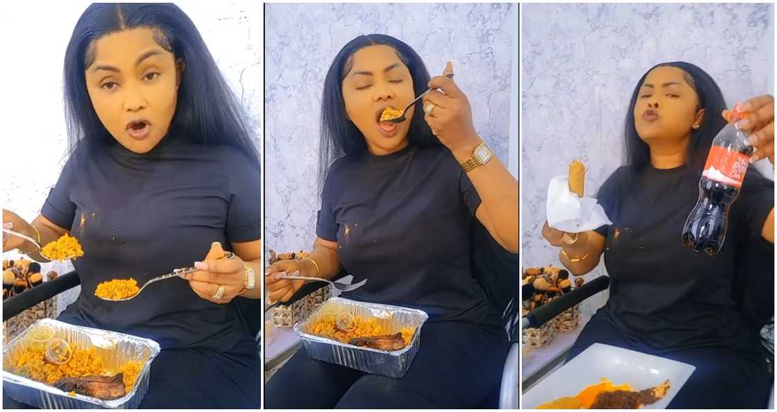 Nana Ama McBrown enjoying jollof rice Nana Ama McBrown enjoying jollof rice