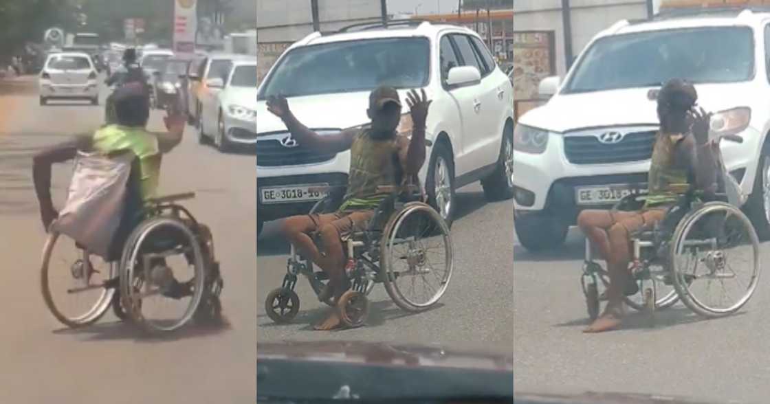 Ghanaian disabled man directing traffic in Accra