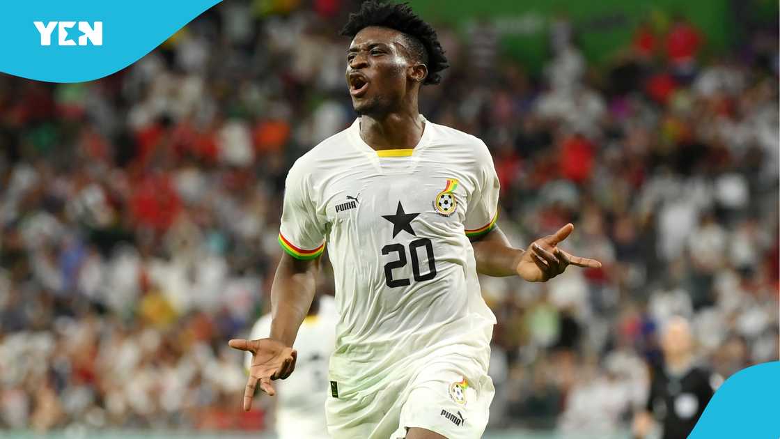 Mohammed Kudus celebrates after Ghana's 3rd goal during the 2022 WC game vs Korea Republic and Ghana at Education City Stadium on November 28, 2022 in Al Rayyan, Qatar Mohammed Kudus celebrates after Ghana's 3rd goal during the 2022 WC game vs Korea Republic and Ghana at Education City Stadium on November 28, 2022 in Al Rayyan, Qatar