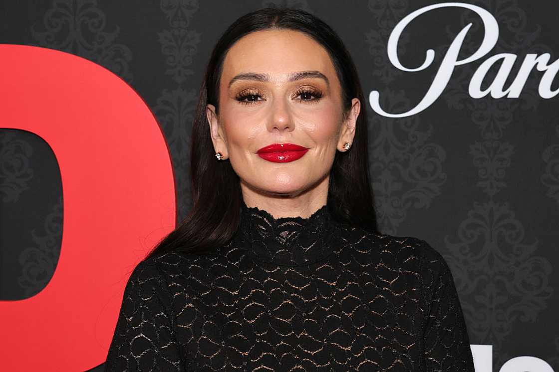 Jenni 'JWoww' Farley in a black mesh dress