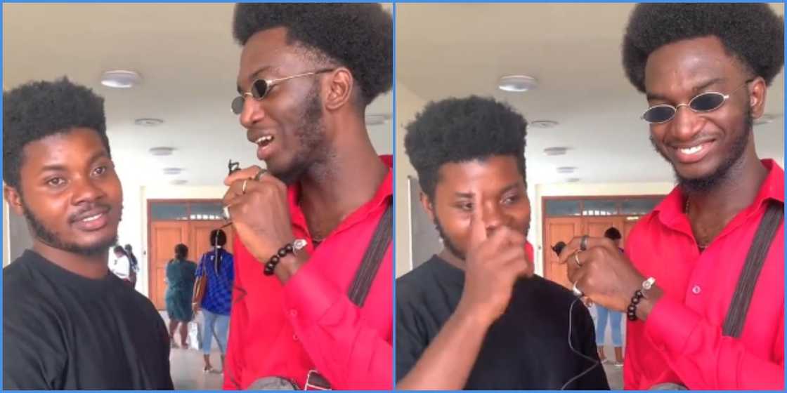 Photo of university student and the interviewer Photo of university student and the interviewer