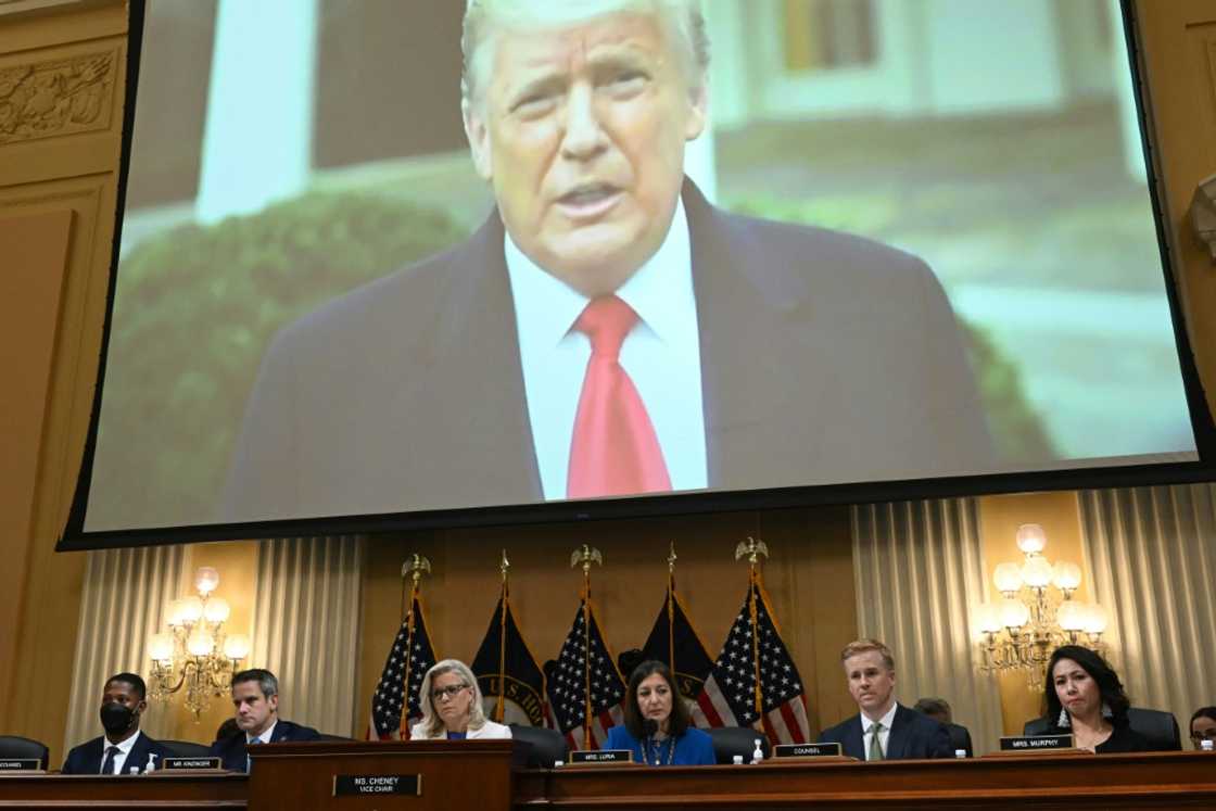 A video of former US president Donald Trump was displayed on a screen during the hearing by the House committee investigating the January 6 attack on the US Capitol A video of former US president Donald Trump was displayed on a screen during the hearing by the House committee investigating the January 6 attack on the US Capitol