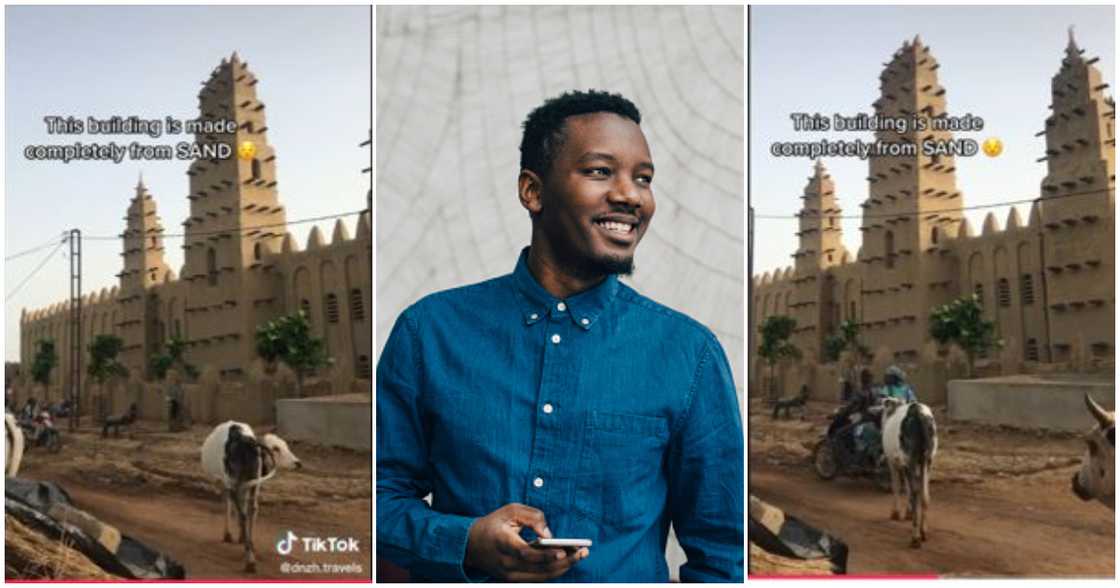 Man flaunts huge building made out of sand