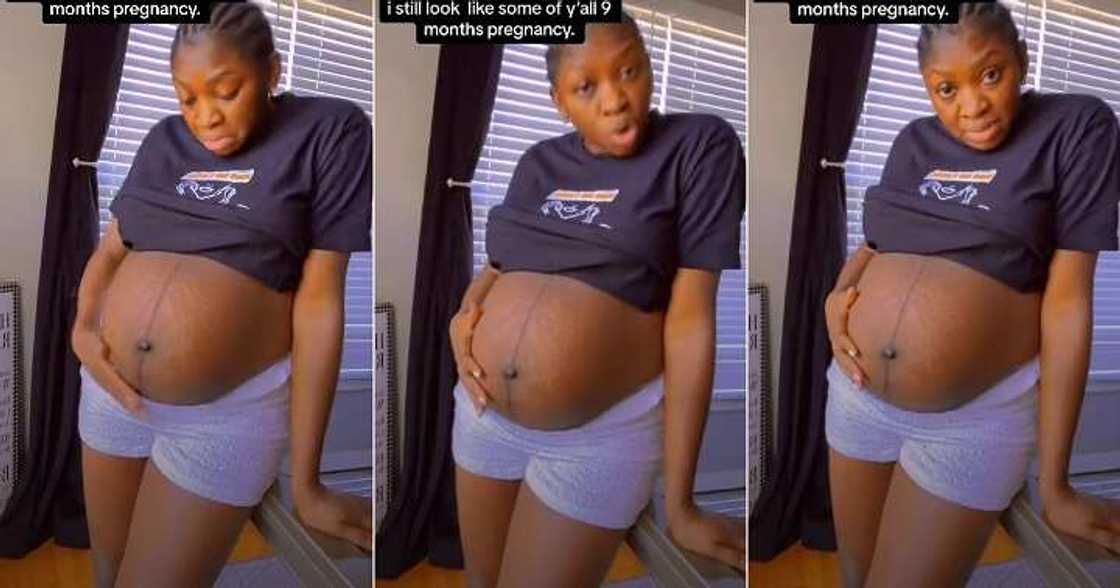 Woman who gave birth a week ago displays big tummy