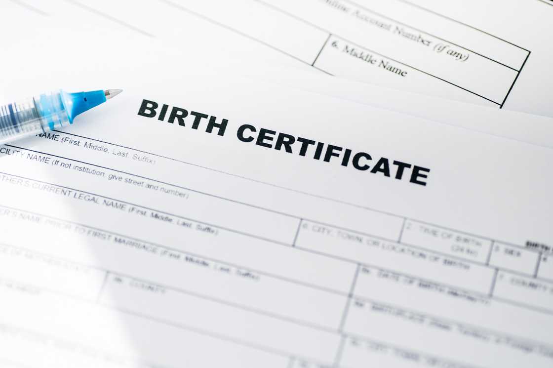 A birth certificate document A birth certificate document