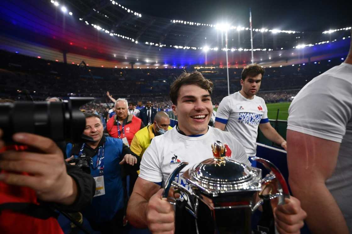France captain Antoine Dupont with the Six Nations trophy in March France captain Antoine Dupont with the Six Nations trophy in March