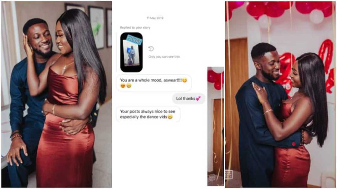 The man praised her nice posts. The man praised her nice posts.