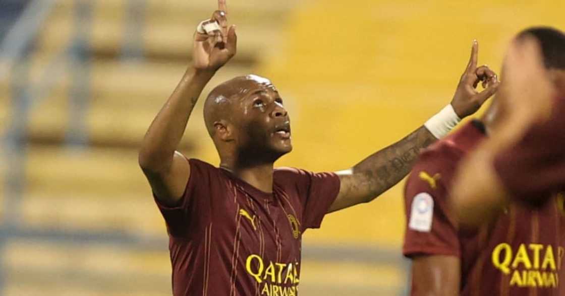 Andre Ayew celebrates goal against Al Gharafa. SOURCE: Twitter/ @AyewAndre Andre Ayew celebrates goal against Al Gharafa. SOURCE: Twitter/ @AyewAndre