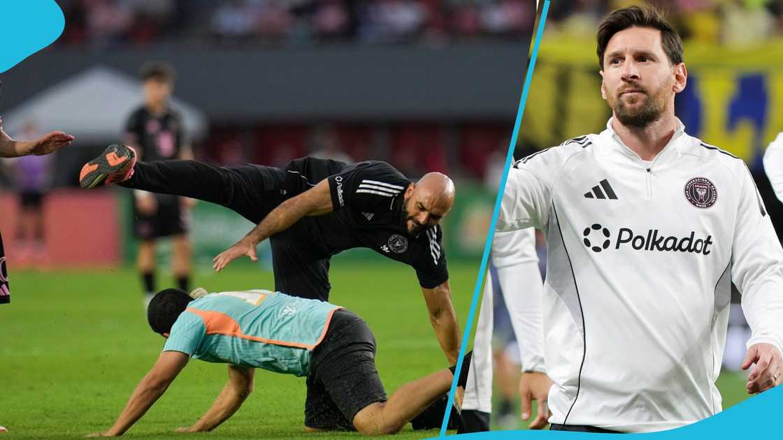 Lionel Messi's bodyguard is Finally beaten after being floored by a pitch-invading fan Lionel Messi's bodyguard is Finally beaten after being floored by a pitch-invading fan