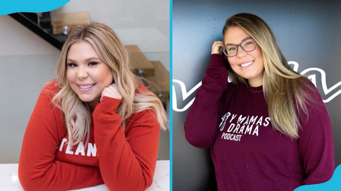 Kailyn Lowry wearing a red top (L) and a maroon one with glasses Kailyn Lowry wearing a red top (L) and a maroon one with glasses