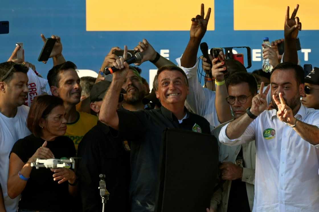 Brazilian President Jair Bolsonaro leads a campaign rally in the Campo Grande neighborhood of Rio de Janeiro, Brazil on October 27, 2022 Brazilian President Jair Bolsonaro leads a campaign rally in the Campo Grande neighborhood of Rio de Janeiro, Brazil on October 27, 2022