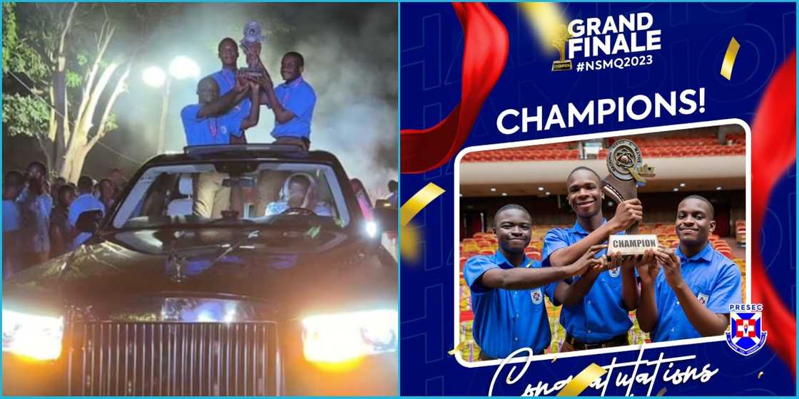 PRESEC 2023 NSMQ Champions Return In Grand Style, Displaying Trophy Triumphantly PRESEC 2023 NSMQ Champions Return In Grand Style, Displaying Trophy Triumphantly