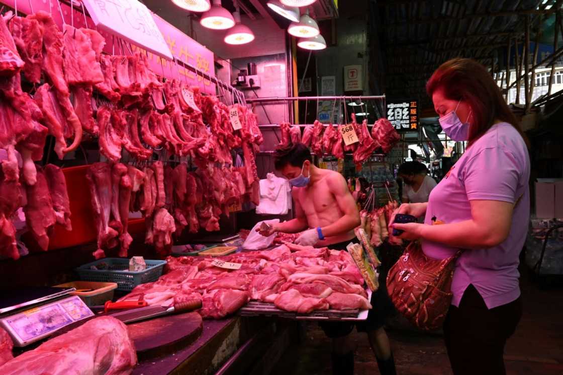 Pork prices in China were about 32 percent higher than a year ago last month