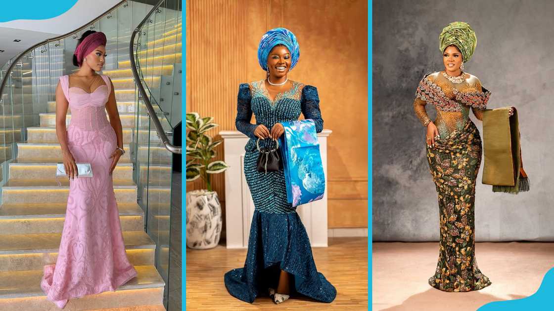 Women wearing church Lace and Aso Ebi dresses Women wearing church Lace and Aso Ebi dresses