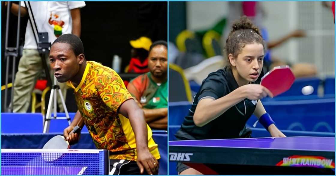 Photo of a Ghanaian and Egyptian table tennis player
