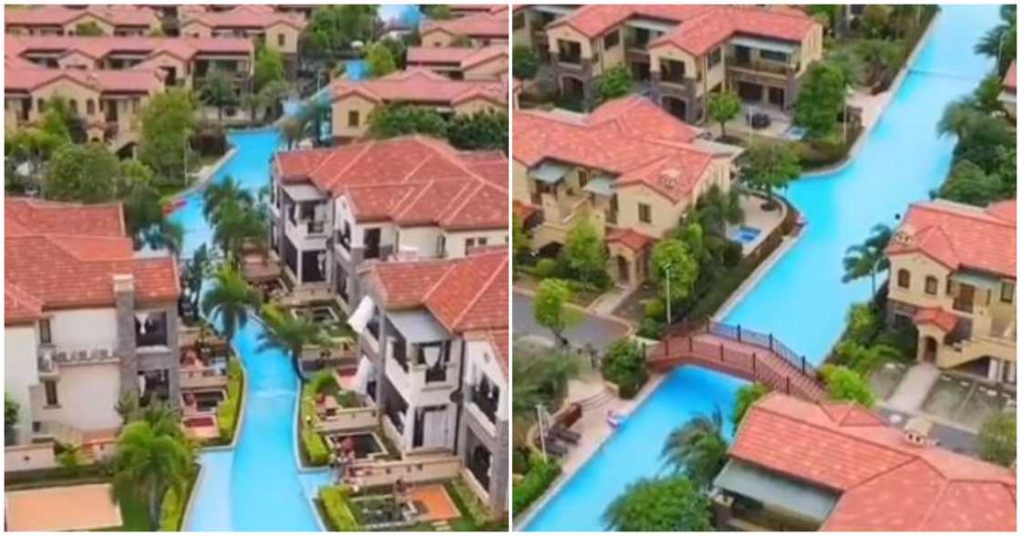 A community that shares one swimming pool A community that shares one swimming pool