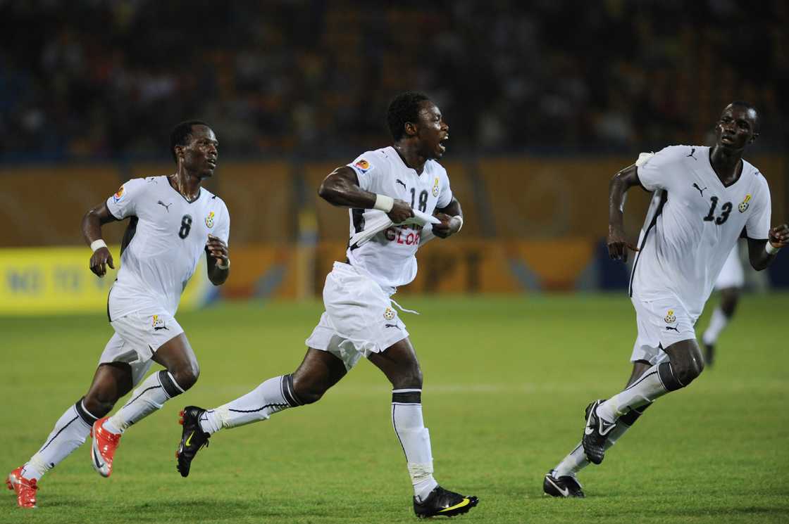 Ransford Osei (C) celebrates his scoring a goal against England during their Group D FIFA U-20 World Cup football match in the Egyptian port city of Ismailia, 140 kms northeast of Cairo, on September 29, 2009 Ransford Osei (C) celebrates his scoring a goal against England during their Group D FIFA U-20 World Cup football match in the Egyptian port city of Ismailia, 140 kms northeast of Cairo, on September 29, 2009