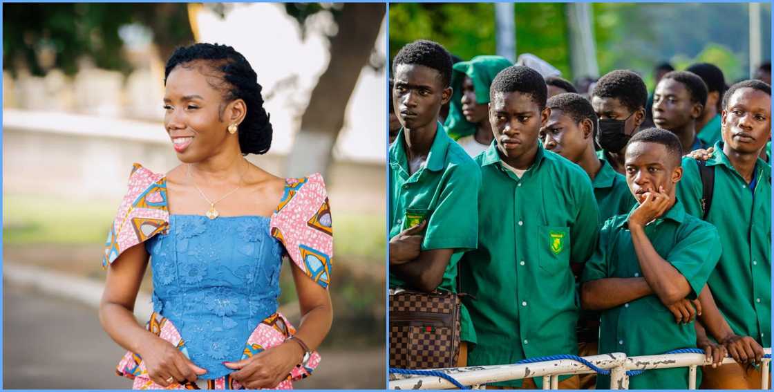 Photo of NSMQ quiz mistress and Prempeh College boys Photo of NSMQ quiz mistress and Prempeh College boys