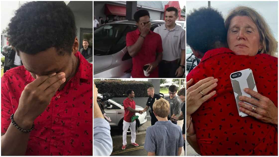 The man was glad he got the gift. The man was glad he got the gift.