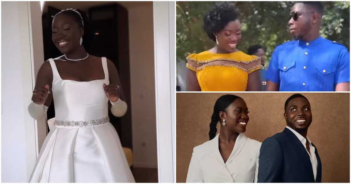 Wedding Dresses: Ghanaian Melanin Bride Glows In Backless White Gown With Long Pleated Train Ghanaian