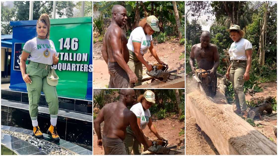 Corper appreciates dad who sells woods to fund her education, shares photos Corper appreciates dad who sells woods to fund her education, shares photos