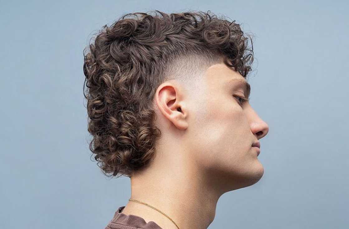 Curly mullet fade