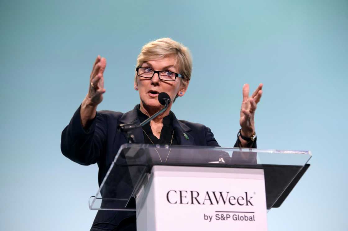 US Energy Secretary Jennifer Granholm speaks during the CERAWeek oil summit in Houston, Texas