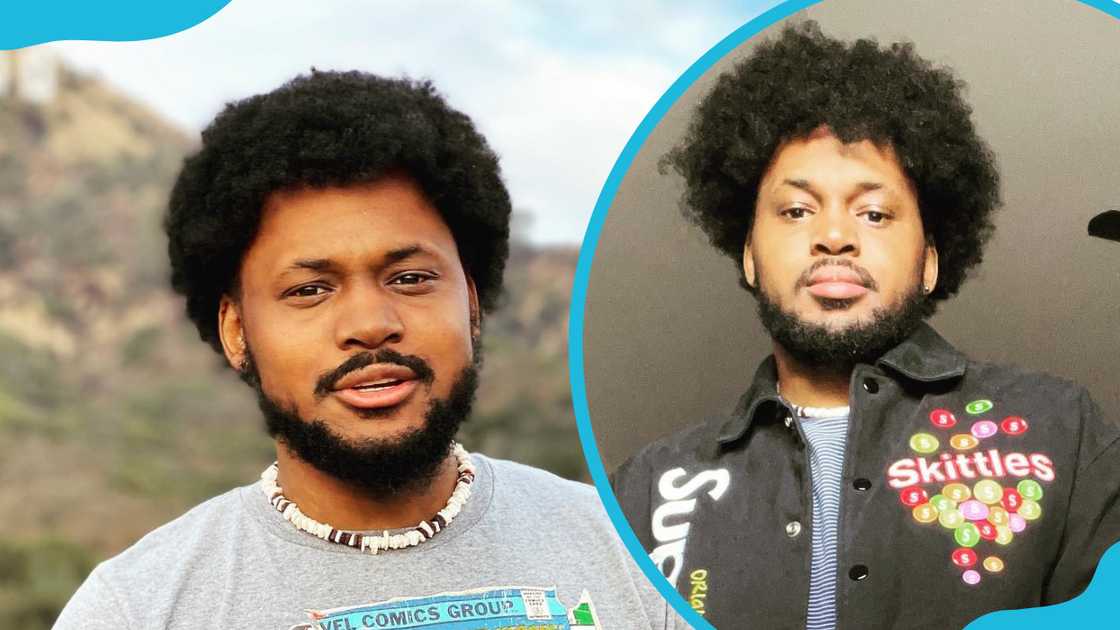 CoryxKenshin poses for a photo on the road (L). The actor takes a photo indoors (R) CoryxKenshin poses for a photo on the road (L). The actor takes a photo indoors (R)