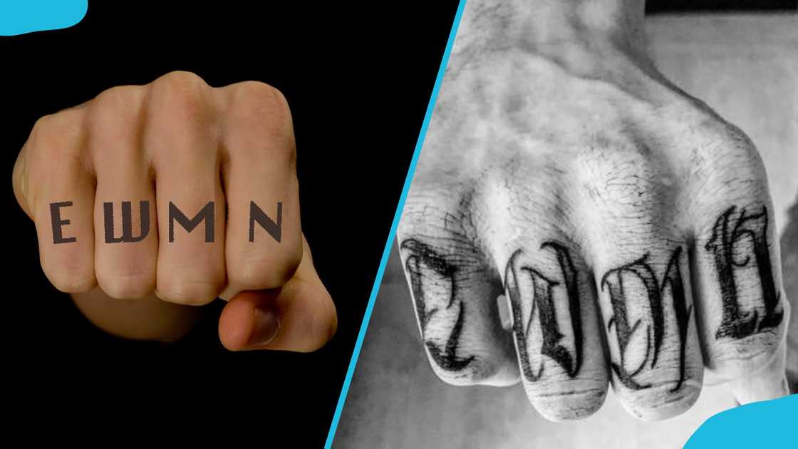 The EWMN tattoo on fingers The EWMN tattoo on fingers