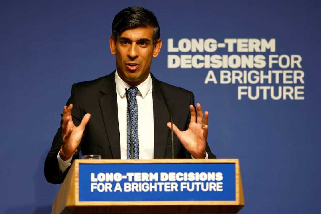 Britain's Prime Minister Rishi Sunak delivered a speech on Artificial Intelligence on October 26, 2023 ahead of the AI summit Britain's Prime Minister Rishi Sunak delivered a speech on Artificial Intelligence on October 26, 2023 ahead of the AI summit